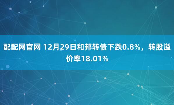 配配网官网 12月29日和邦转债下跌0.8%，转股溢价率18.01%
